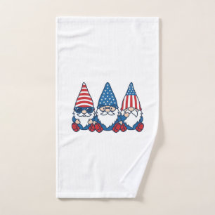 Patriotic Gnome Trio Vintage Vector Shirt Design_1 Hand Towel