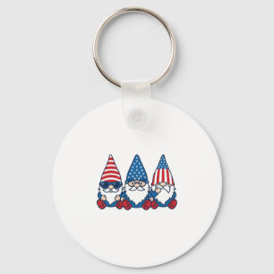 Patriotic Gnome Trio Vintage Vector Shirt Design_1 Keychain