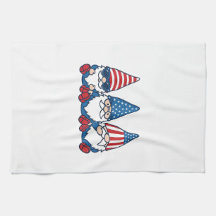 Patriotic Gnome Trio Vintage Vector Shirt Design_1 Kitchen Towel