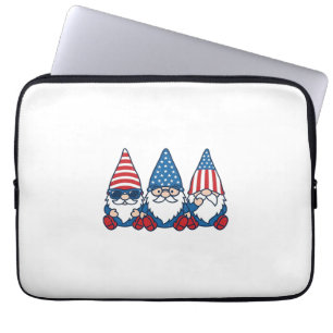 Patriotic Gnome Trio Vintage Vector Shirt Design_1 Laptop Sleeve