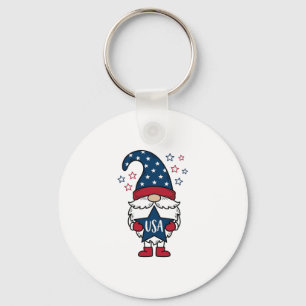Patriotic Gnome USA Star Vector Shirt Design_1 Keychain