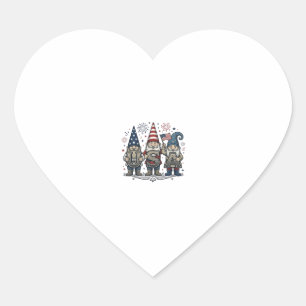 Patriotic Gnome USA Vintage Fourth of July Shirt_1 Heart Sticker