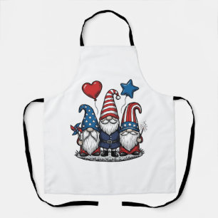 Patriotic Gnome Vintage Engraving Vector Design_1 Apron