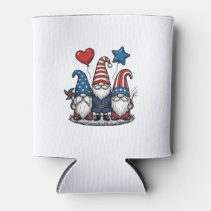 Patriotic Gnome Vintage Engraving Vector Design_1 Can Cooler