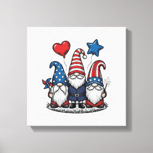 Patriotic Gnome Vintage Engraving Vector Design_1 Canvas Print
