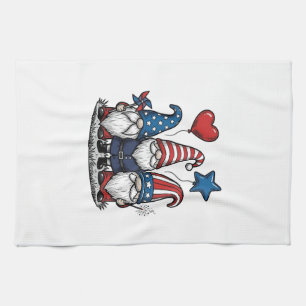 Patriotic Gnome Vintage Engraving Vector Design_1 Kitchen Towel