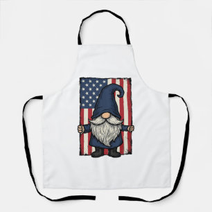 Patriotic Gnome Vintage Flag Shirt Design_1 Apron