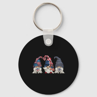 Patriotic Gnomes 4th Of July Funny Gnome Love Amer Keychain