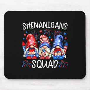 Patriotic Gnomes 4th Of July Funny Shenanigans Squ Mouse Pad