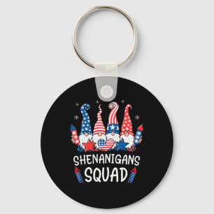 Patriotic Gnomes 4th Of July Shirt Funny Shenaniga Keychain