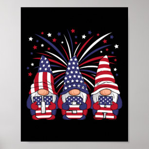 Patriotic Gnomes 4th Of July Usa Men Women Kids Poster