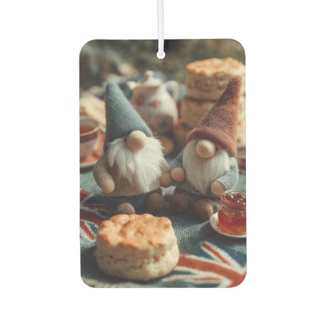 Patriotic Gnomes Enjoying British Afternoon Tea  Air Freshener (Front)