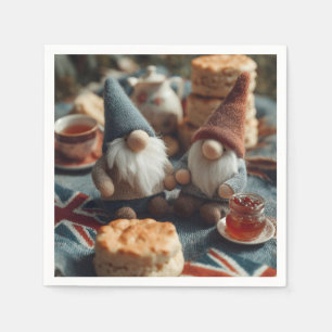 Patriotic Gnomes Enjoying British Afternoon Tea  Napkin