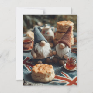 Patriotic Gnomes Enjoying British Afternoon Tea  Postcard