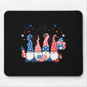 Patriotic Gnomes Fireworks Usa Independence Day 4t Mouse Pad