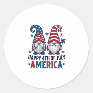 Patriotic Gnomes Happy 4th of July America Shirt_1 Classic Round Sticker
