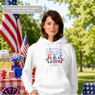 Patriotic Gnomes Womens Hoodie for 4th of July