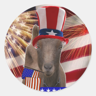 PATRIOTIC GOAT 4th OF JULY GIFTS Classic Round Sticker