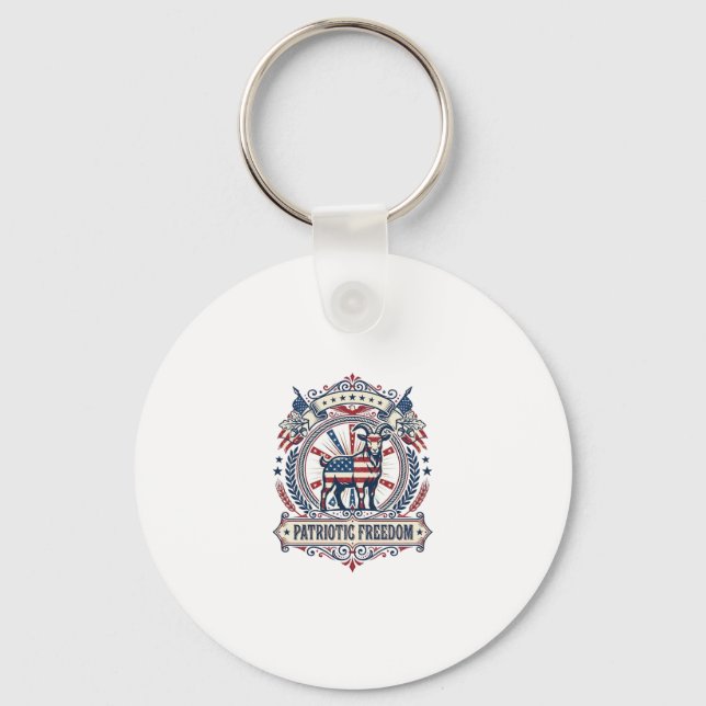 Patriotic Goat Farm Vector Graphic Tee_1 Keychain (Front)