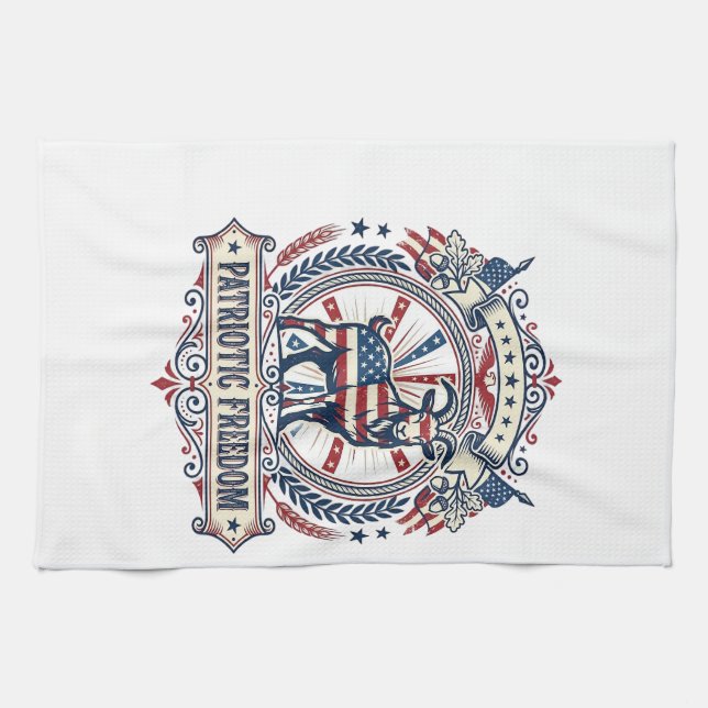 Patriotic Goat Farm Vector Graphic Tee_1 Kitchen Towel (Horizontal)