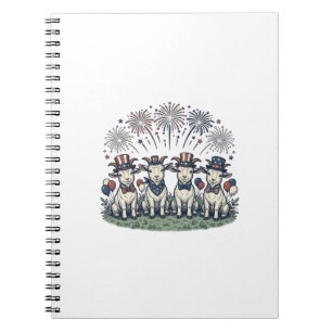 Patriotic Goats Fireworks Vintage Shirt Design_1 Notebook
