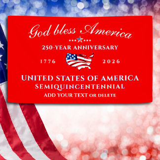Patriotic God Bless America 250 Semiquincentennial Banner
