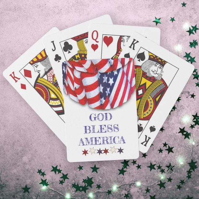 Patriotic God Bless America Bunting  Playing Cards (patriotic "God Bless America" back of playing cards)