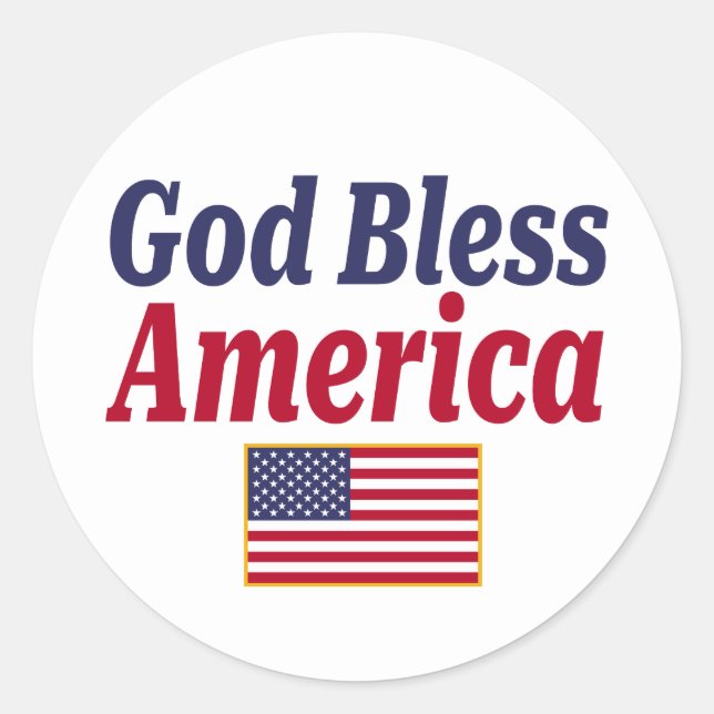 Patriotic God Bless America Flag Classic Round Sticker (Front)