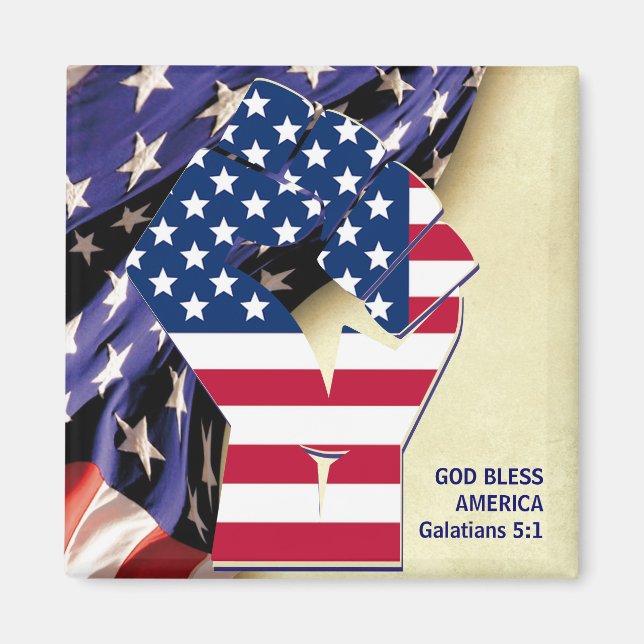 Patriotic GOD BLESS AMERICA Flag Magnet (Front)
