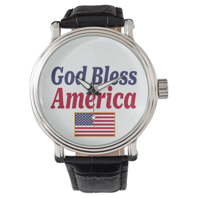 Patriotic God Bless America Flag Watch (Front)