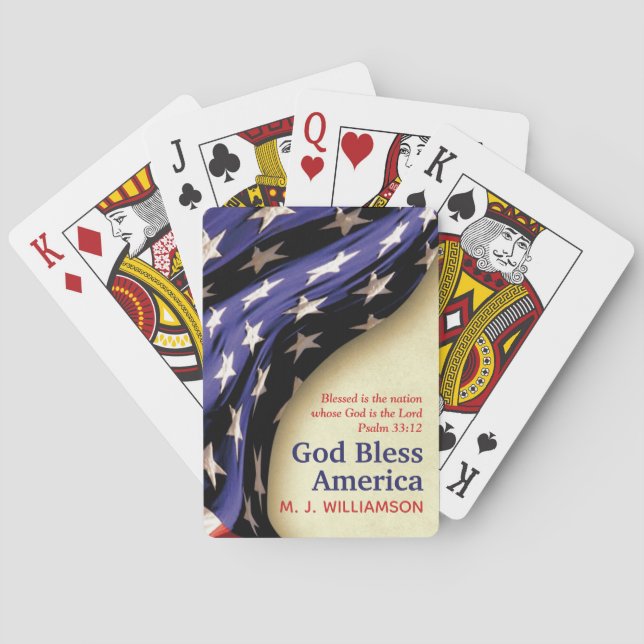 Patriotic GOD BLESS AMERICA Personalized Playing Cards (Back)