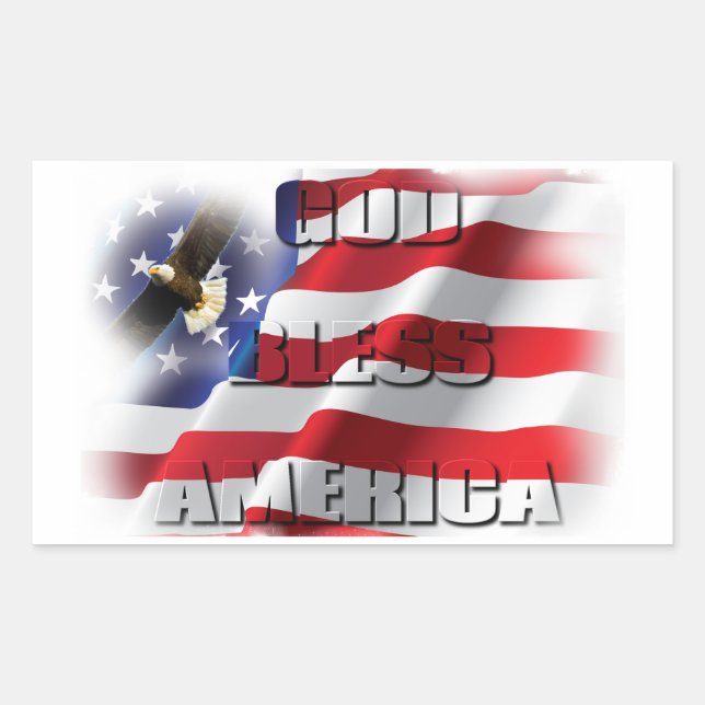 Patriotic God Bless America Soaring Eagle Sticker (Front)
