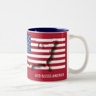 Patriotic GOD BLESS AMERICA Two-Tone Coffee Mug