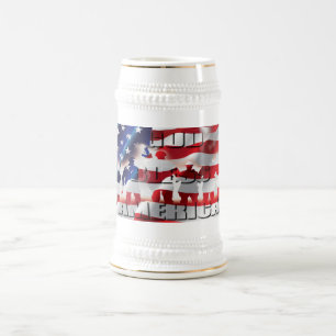 Patriotic God Bless America U.S.A Flag Beer Stein