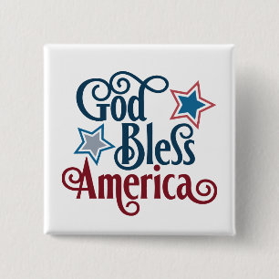 Patriotic God Bless America word art 2 Inch Square Button