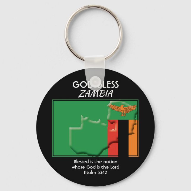 Patriotic | God Bless | ZAMBIA FLAG Keychain (Front)