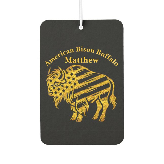 Patriotic Gold Bison Design Air Freshener (Front)