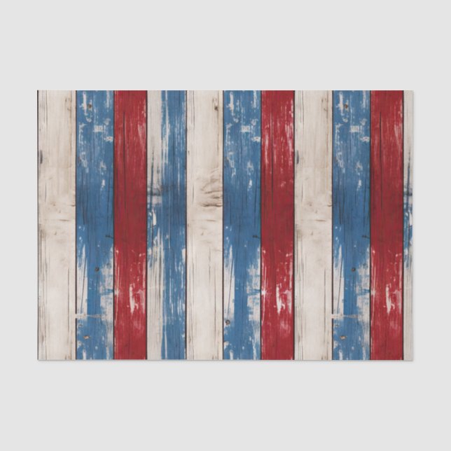 Patriotic Gold Vote Faux Wood Americana  Tissue Paper (Front)