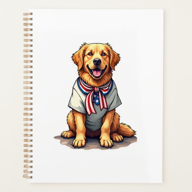 Patriotic Golden Dog Vintage Engraving Shirt 2 (Devant)