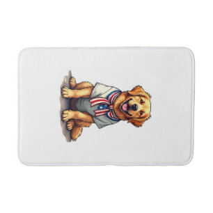 Patriotic Golden Dog Vintage Engraving Shirt 2 Bath Mat