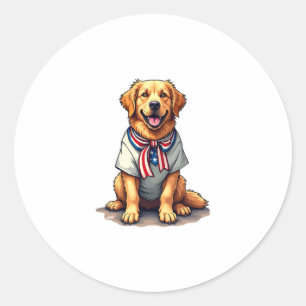 Patriotic Golden Dog Vintage Engraving Shirt 2 Classic Round Sticker