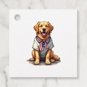 Patriotic Golden Dog Vintage Engraving Shirt 2 Favour Tags