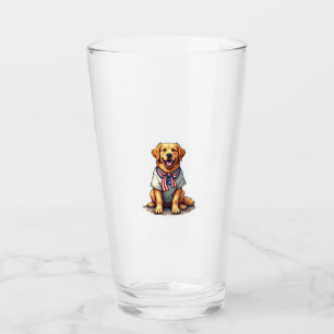 Patriotic Golden Dog Vintage Engraving Shirt 2 Glass