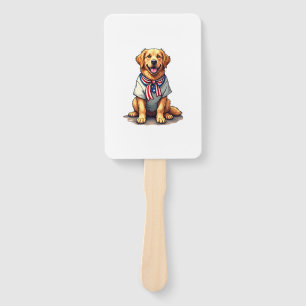 Patriotic Golden Dog Vintage Engraving Shirt 2 Hand Fan