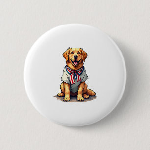 Patriotic Golden Dog Vintage Engraving Shirt 2 Inch Round Button