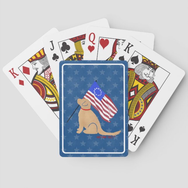 Patriotic Golden Retriever American Playing Cards (Back)