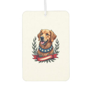 Patriotic Golden Retriever Americana Art Tee 2 Air Freshener