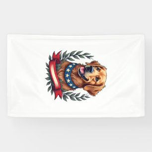 Patriotic Golden Retriever Americana Art Tee 2 Banner