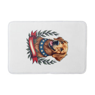 Patriotic Golden Retriever Americana Art Tee 2 Bath Mat