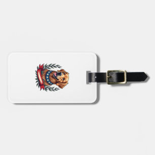 Patriotic Golden Retriever Americana Art Tee 2 Luggage Tag